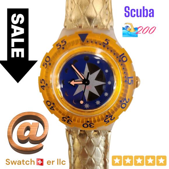 Swatch watch GOLDEN ISLAND SDK112 1993 Scuba New with new battery